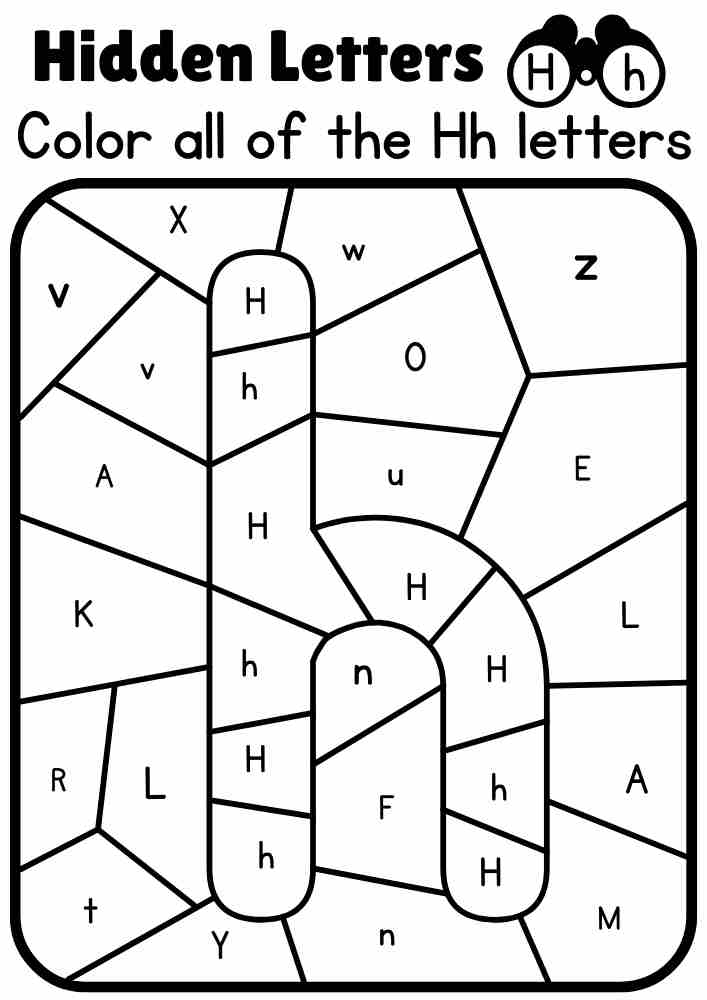 h Small Letter Color all of the Hh letters and find the hidden letter Interactive Coloring Activity. Online Coloring Activity